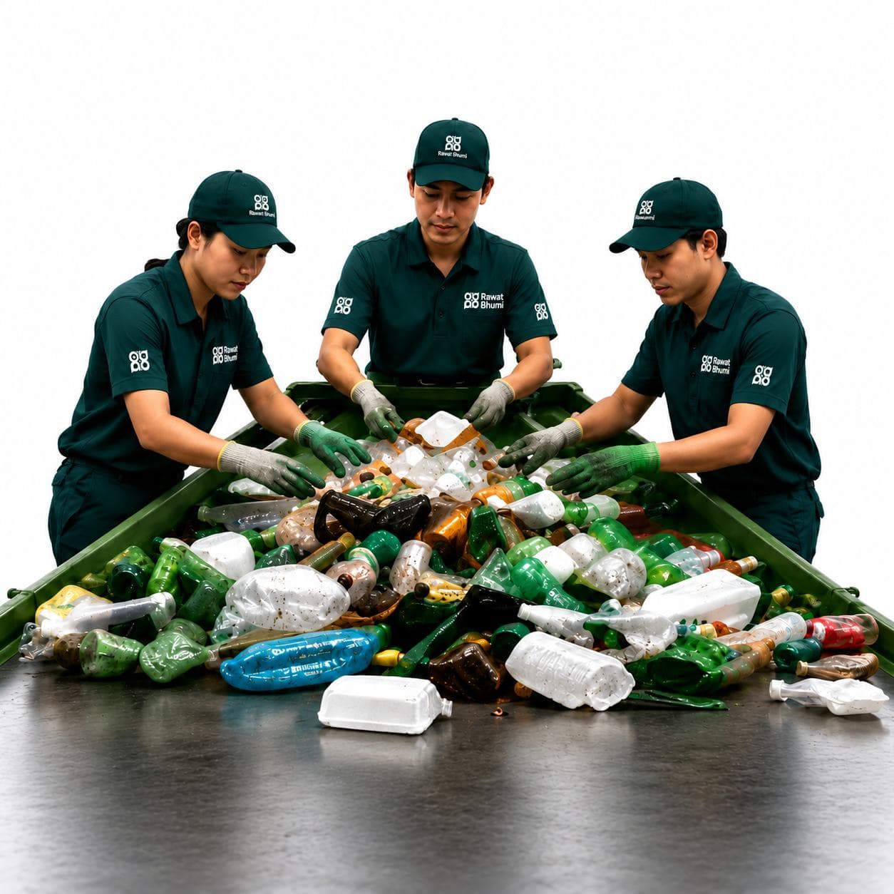 Petugas menyortir sampah anorganik